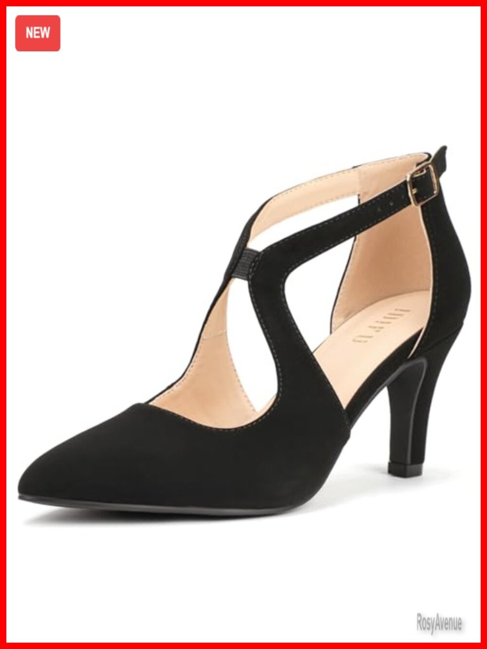 IDIFU Women's Closed Toe High Heels Pointed Toe Buckle Ankle Strap Pumps